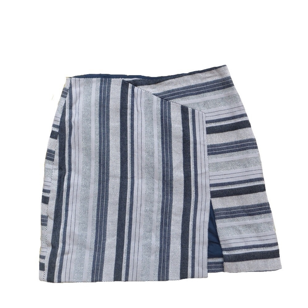 Kate Spade Saturday 100% Cotton Gray and Black Striped Mini Skirt • Size 00 🗣